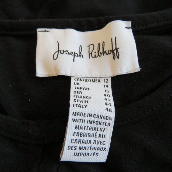 JOSEPH RIBKOFF Asymmetric Hem Waffle Trim Black Oversized Tunic Top - Size 12 - Picture 13 of 13